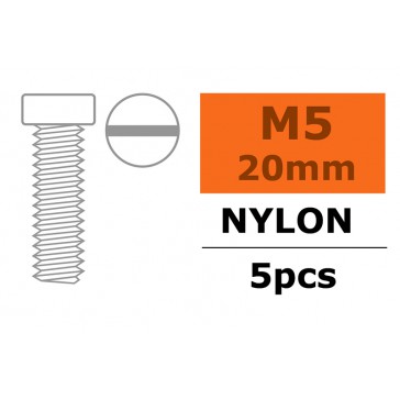 Vis à tête cylindrique - M5X20 - Nylon (5pcs)