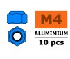 Aluminium zelfborgende zeskantmoer - M4 - Blauw (10st)