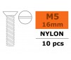 Flat Head Screw - M5X16 Nylon (5pcs)