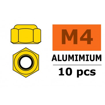 Ecrou aluminium autobloquant - M4 - Or (10pcs)