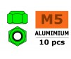 Aluminium zelfborgende zeskantmoer - M5 - Groen (10st)