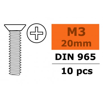 Flat Head Screw - M3X20 - Galvanized Steel (10pcs)