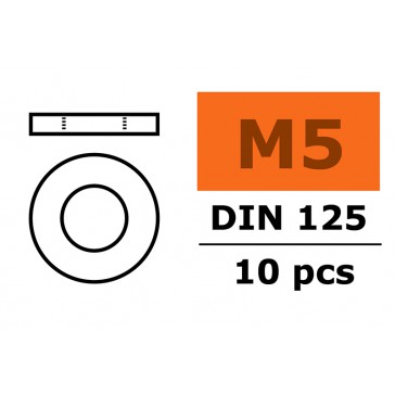 Vlakke sluitring - M5 - Gegalvaniseerd staal (10st)