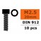 Cilinderkopschroef - Binnenzeskant - M2,5X20 - Staal (10st)