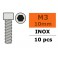 Hex Socket Head Screw - M3X10 Inox (10pcs)