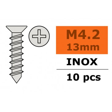 Vis à tôle tête conique - 4,2X13mm - Inox (10pcs)