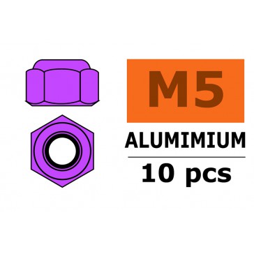 Aluminium zelfborgende zeskantmoer - M5 - Paars (10st)