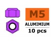 Aluminium Nylstop Nut M5 - Purple (10pcs)