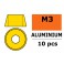 Rondelles aluminium pour vis M3 T. Cy. - DE:8mm - Or (10pcs)