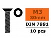 Verzonkenkopschroef - Binnenzeskant - M3X30 - Staal (10st)