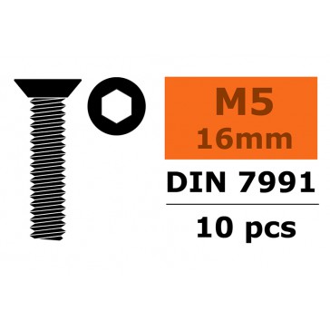 Hex Flat Head Screw - M5X16 Steel (10pcs)