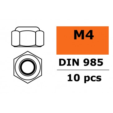 Zelfborgende zeskantmoer - M4 - Gegalvaniseerd staal (10st)