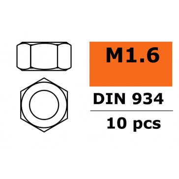 Ecrou hexagonal - M1.6 - Acier galvanisé (10pcs)