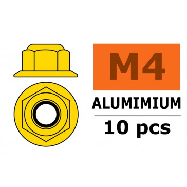 Aluminium zelfborgende zeskantmoer met flens - M4 - Goud (10st)