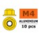 Ecrou aluminium autobloquant avec flasque - M4 - Or (10pcs)