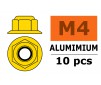 Aluminium zelfborgende zeskantmoer met flens - M4 - Goud (10st)