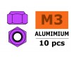 Aluminium Nylstop Nut M3 - Purple (10pcs)