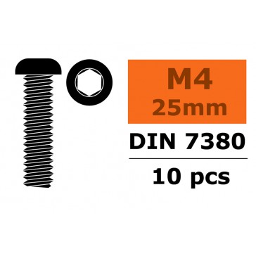 Laagbolkopschroef - Binnenzeskant - M4x25- Staal (10st)