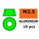 Rondelles aluminium pour vis M2,5 T. Cy. - DE:7mm - Vert (10pcs)