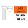 Flat Head Screw - M5X20 Nylon (5pcs)