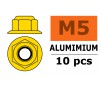 Aluminium zelfborgende zeskantmoer met flens - M5 - Goud (10st)