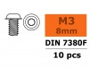 Laagbolkopflensschroef - Binnenzeskant - M3X8 - Staal (10st)