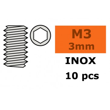 Vis sans tête - Six-pans - M3X3 - Inox (10pcs)