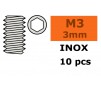 Stelschroef - Binnenzeskant - M3X3 - Inox (10st)