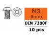 Laagbolkopflensschroef - Binnenzeskant - M3X6 - Staal (10st)