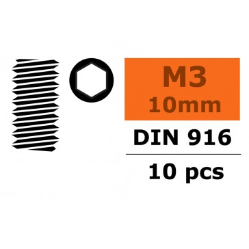 Vis sans tête - Six-pans - M3X10 - Acier (10pcs)