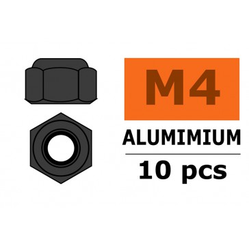 Ecrou aluminium autobloquant - M4 - Gun Metal (10pcs)