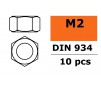 Ecrou hexagonal - M2 - Acier galvanisé (10pcs)