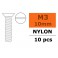 Flat Head Screw - M3X10 Nylon (5pcs)