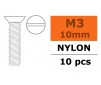 Vis à tête conique - M3X10 - Nylon (5pcs)