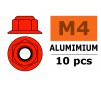 Aluminium zelfborgende zeskantmoer met flens - M4 - Rood (10st)