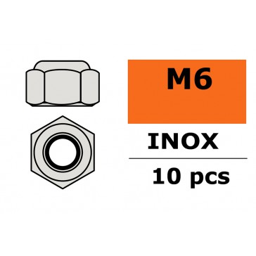 Hexagon Nylstop Nut - M6 Inox (10pcs)