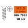 Self-tapping Flat Head Screw - 3,5X9,5mm - Galvanized Steel (10pcs)