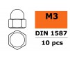 Ecrou hexagonal borgne - M3 - Acier galvanisé (10pcs)