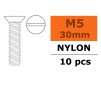 Flat Head Screw - M5X30 Nylon (5pcs)