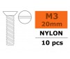 Flat Head Screw - M3X20 Nylon (5pcs)