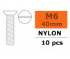 Verzonkenkopschroef - M6X40 - Nylon (5st)