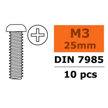 Vis à tête bombée - Philips - M3X25 - Acier galvanisé (10pcs)