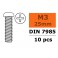 Pan Head Screw - M3X25 - Galvanized Steel (10pcs)