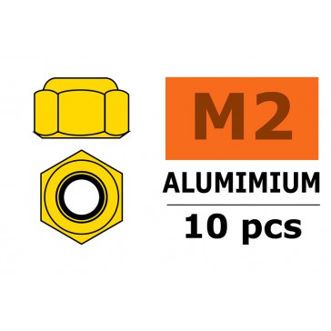 Aluminium zelfborgende zeskantmoer - M2 - Goud (10st)