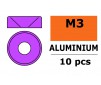 Rondelles aluminium pour vis M3 TC - DE:8mm - Violet (10pcs)