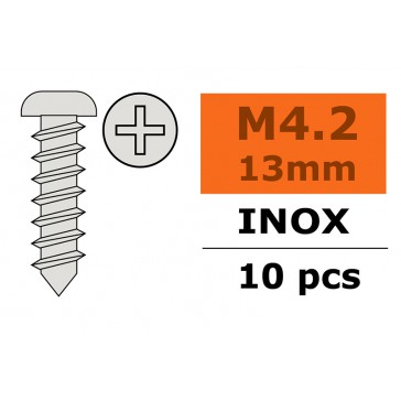 Vis à tôle tête bombée - 4,2X13mm - Inox (10pcs)