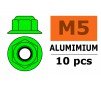 Aluminium zelfborgende zeskantmoer met flens - M5 - Groen (10st)