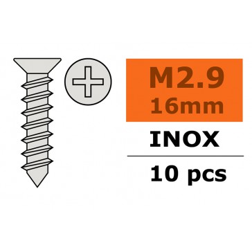 Self-tapping Flat Head, 2,9X16mm Inox (10pcs)