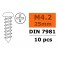 Self-tapping Pan Head Screw - 4,2X25mm - Galvanized Steel (10pcs)