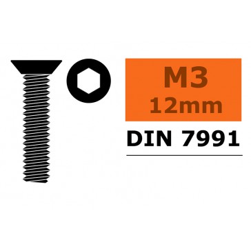 Verzonkenkopschroef - Binnenzeskant - M3X12 - Staal (10st)